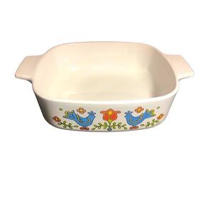 Corningware Bluebirds Countr Festival Square 2 Quart Casserole Dish Without Lid
